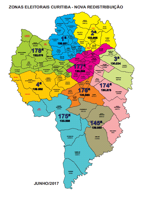 Zonas Eleitorais de Curitiba - Redistribuição